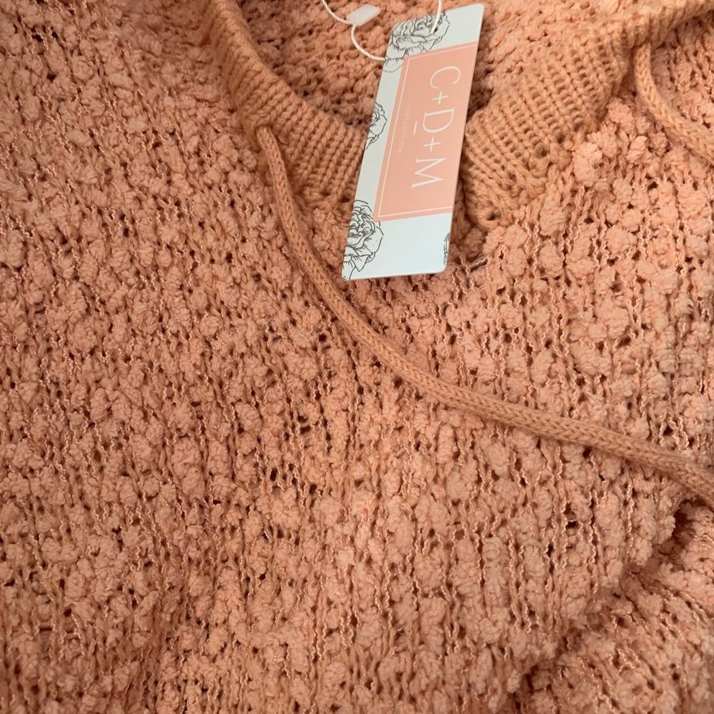 Popcorn knit pullover hoodie - Picture 3 of 5